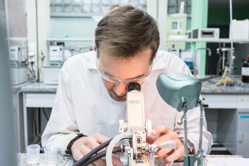 working with a microscope