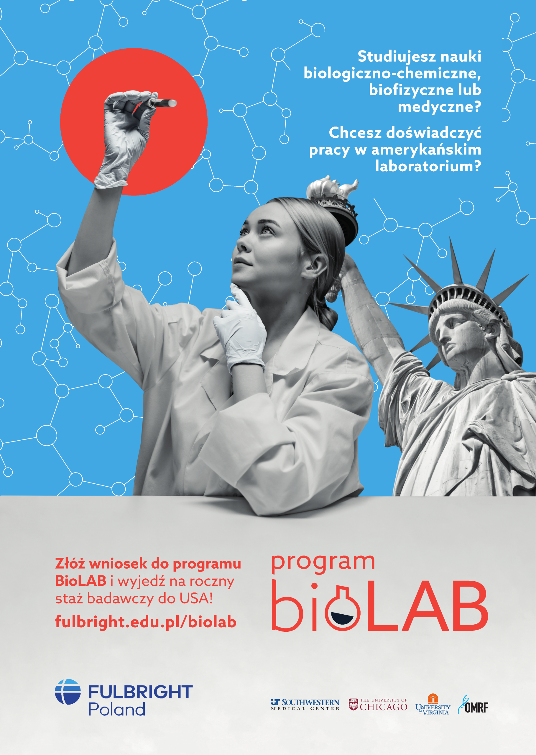 plakat rekalmujący anbór do programu stypendialnego bioLAB