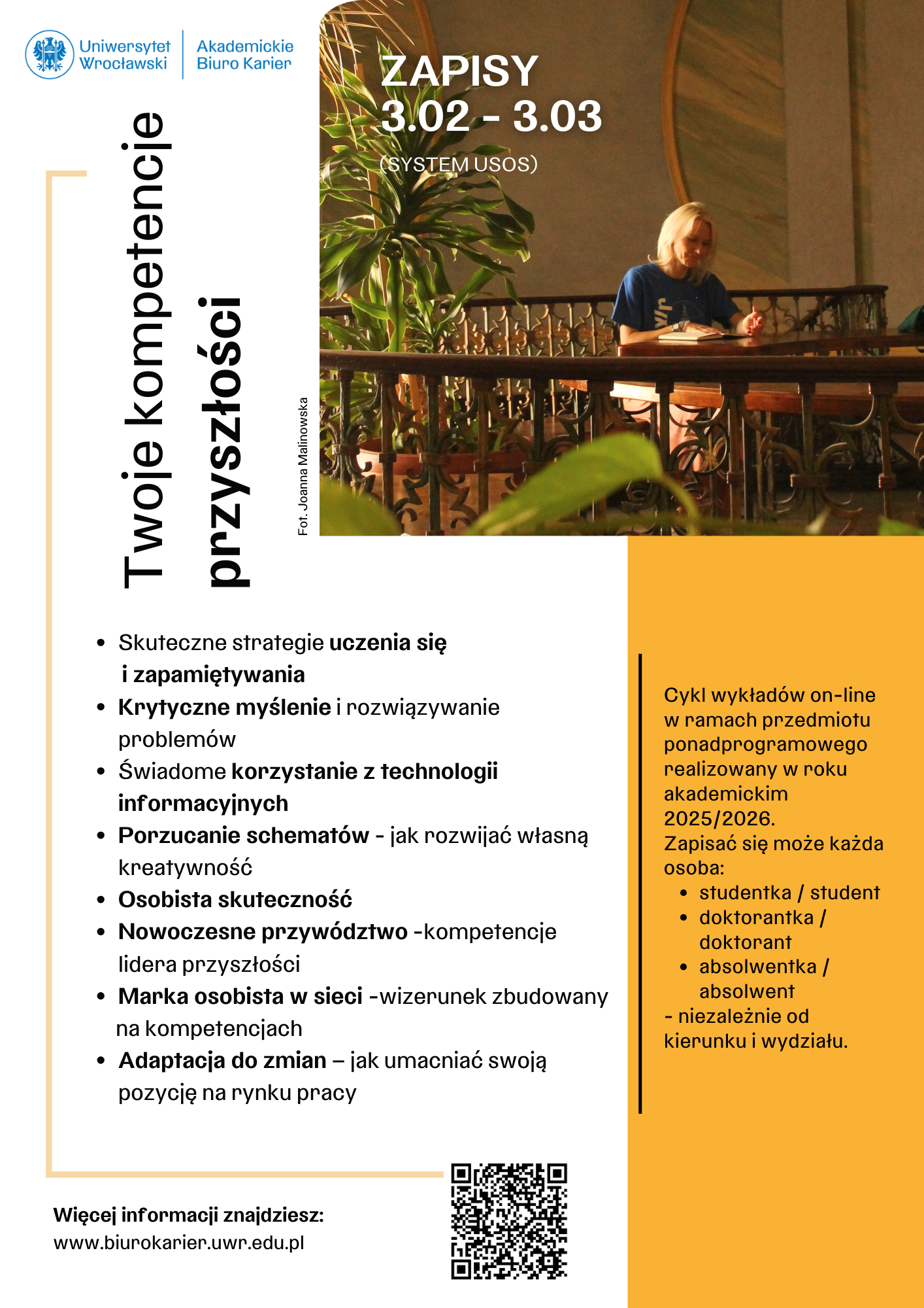 plakat z informacjami o przedmiocie ponadprogramowym na UWr